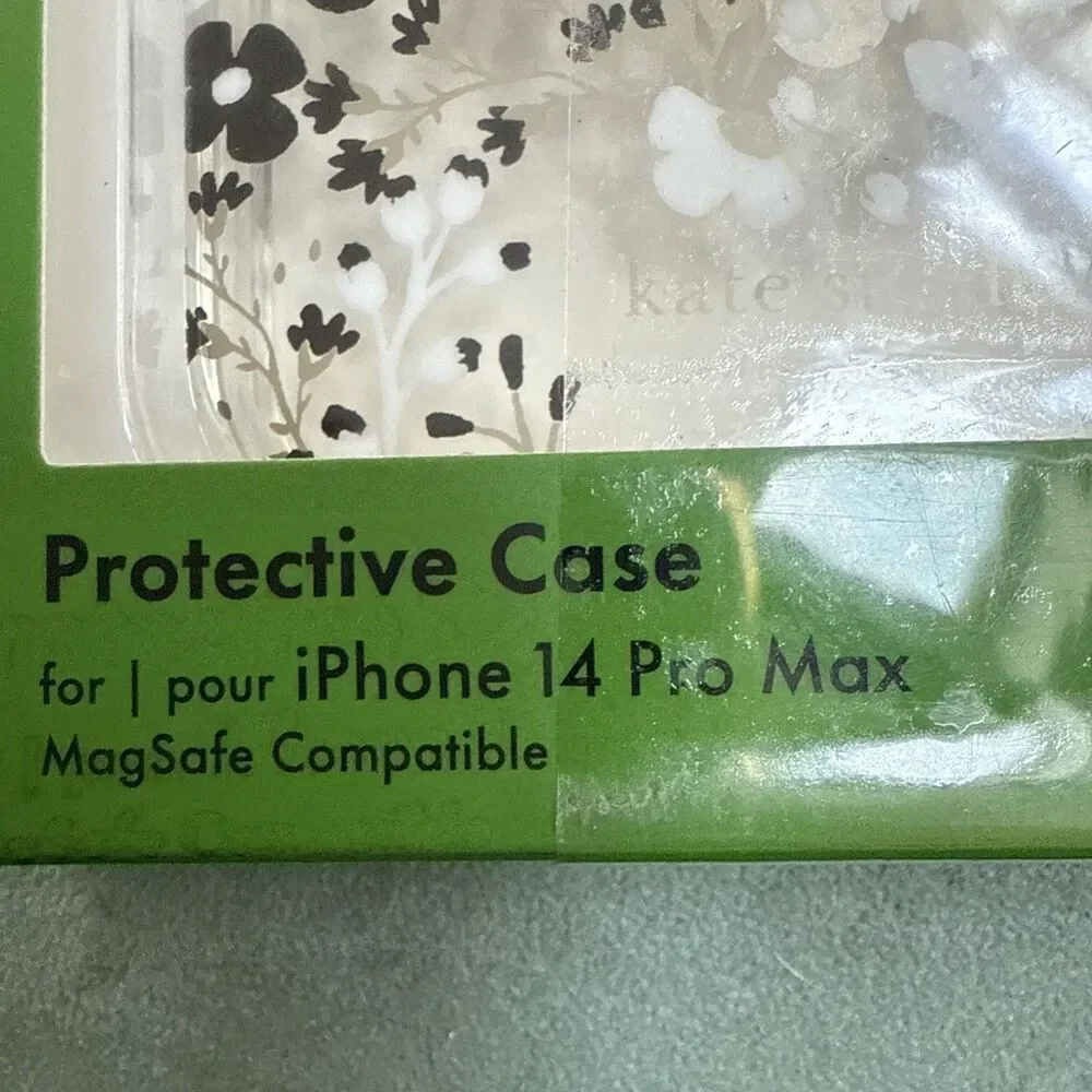 Kate Spade Protective Magsafe Case iPhone 14 Pro Max black Gold white Flower New